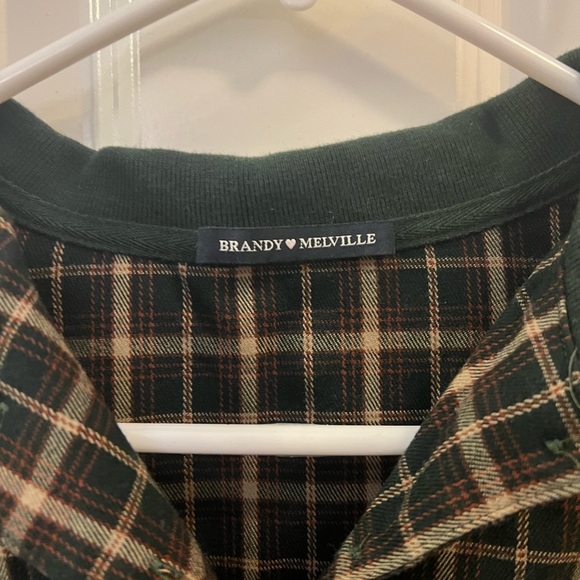 Brandy Melville argyle cropped button up, dark academia plaid - Picture 4 of 5
